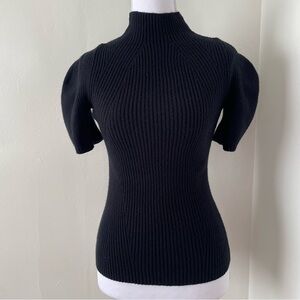 Anthropologie Maeve black Ribbed Knit Top